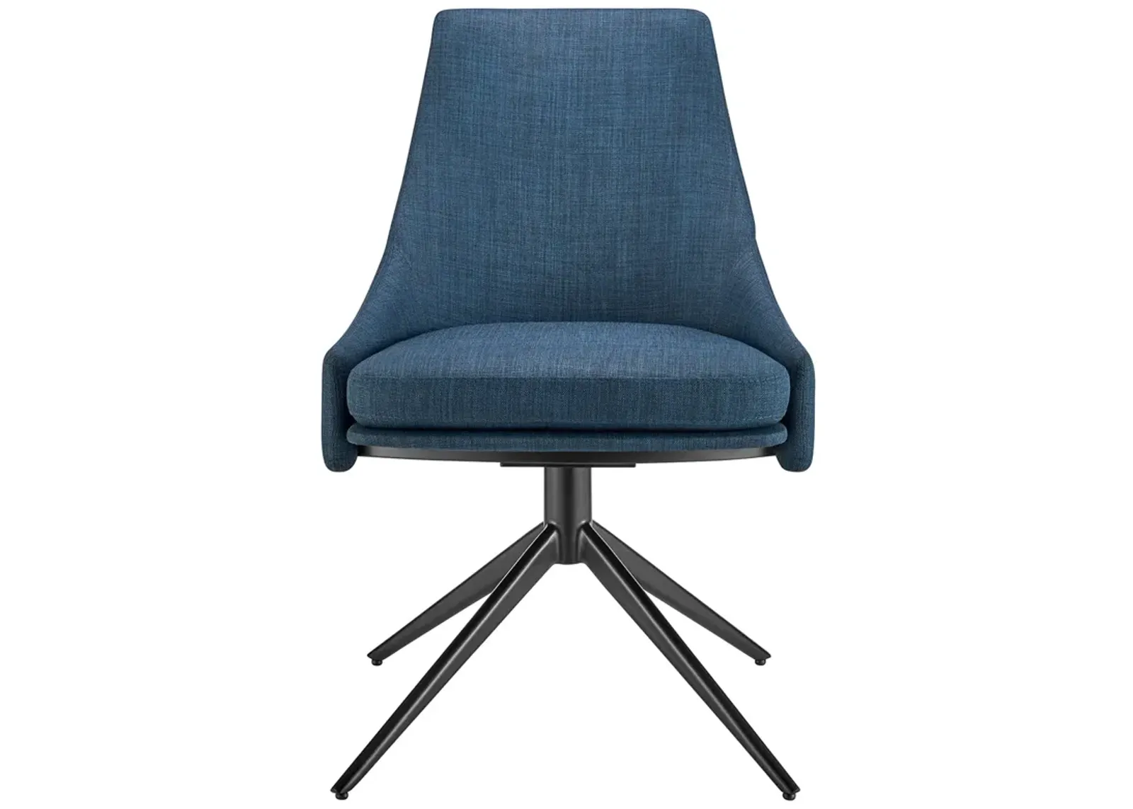 Signa Side Chair in Blue Fabric with Black Steel Base - Set of 1