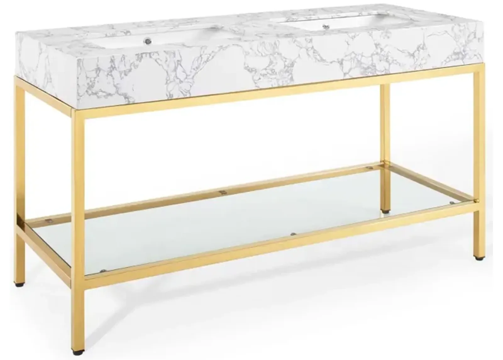 Kingsley 60" Gold Stainless Steel Bathroom Vanity