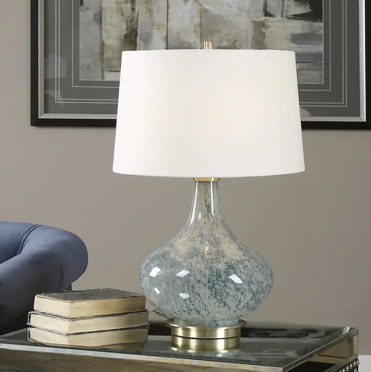 Celinda Blue Gray Glass Lamp