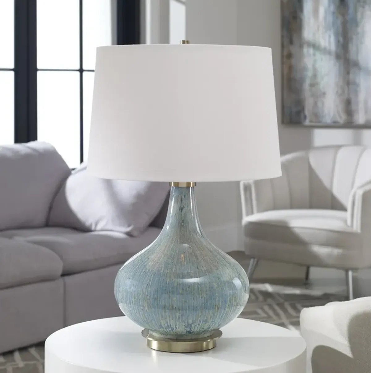 Celinda Blue Gray Glass Lamp