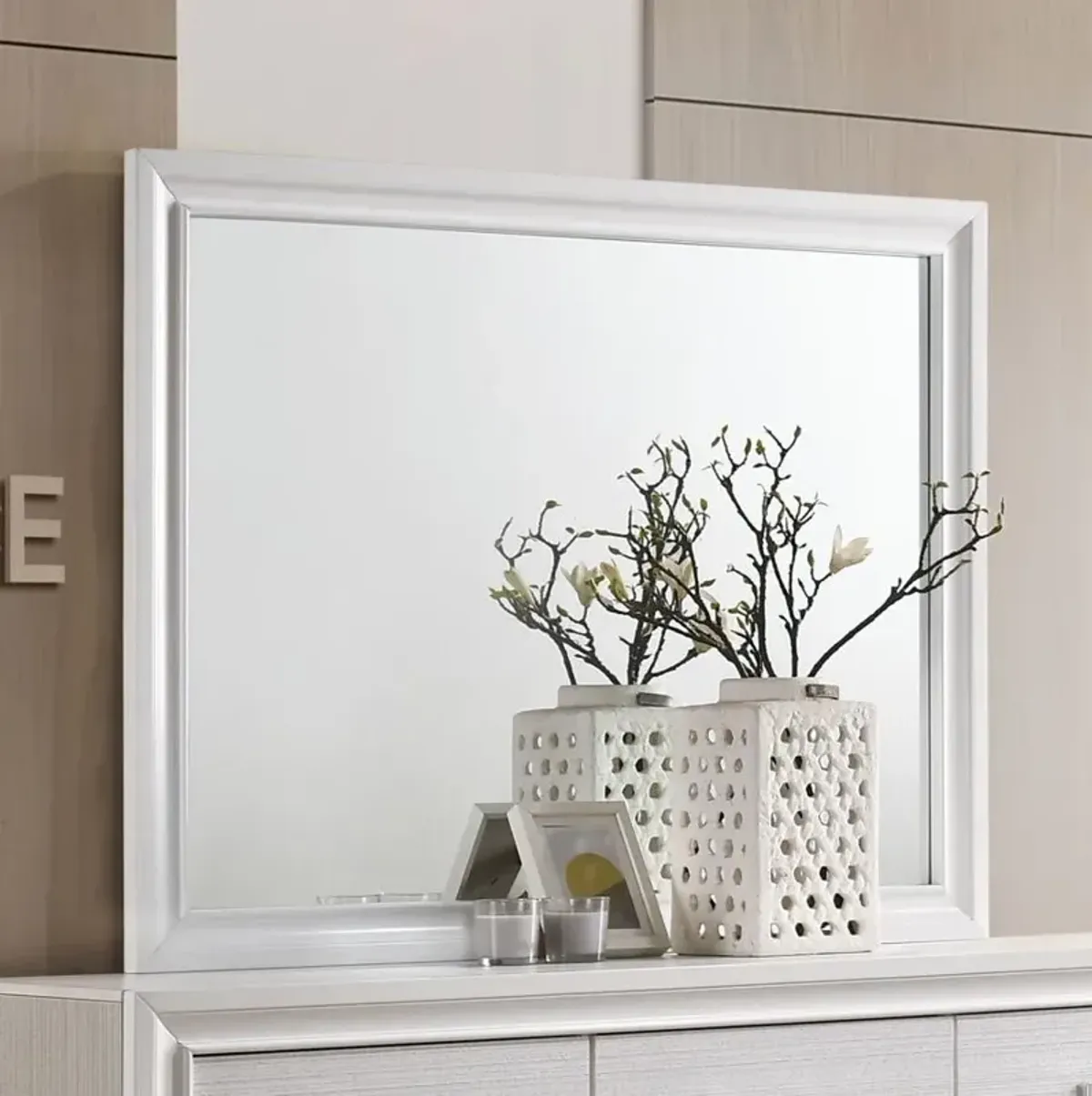 Miranda Rectangular Dresser Mirror White