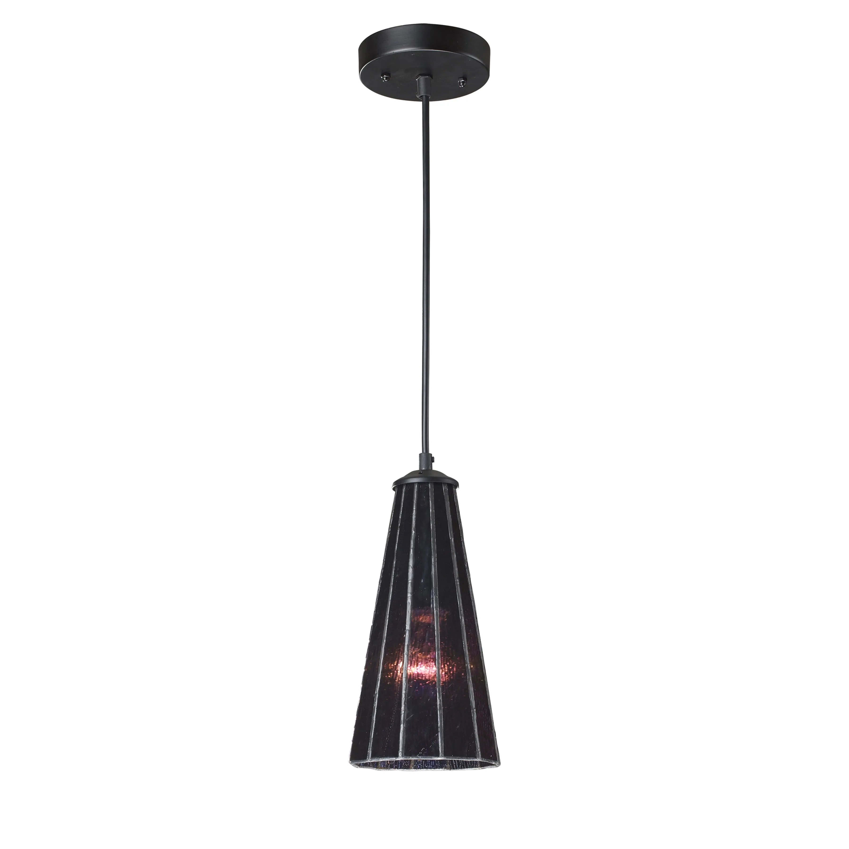 Lumino 5'' Wide 1-Light Pendant - Translucent Purple in Matte Black