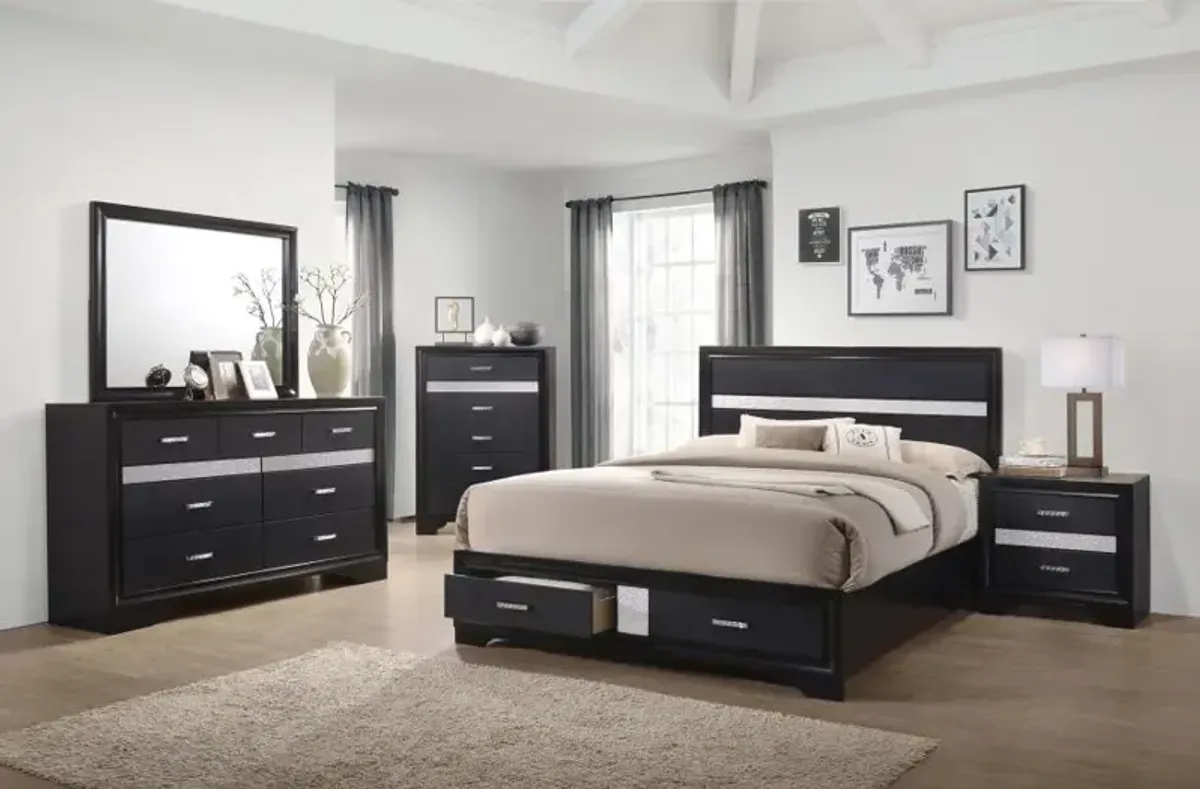 Miranda Eastern King 2-drawer Storage Bed Black