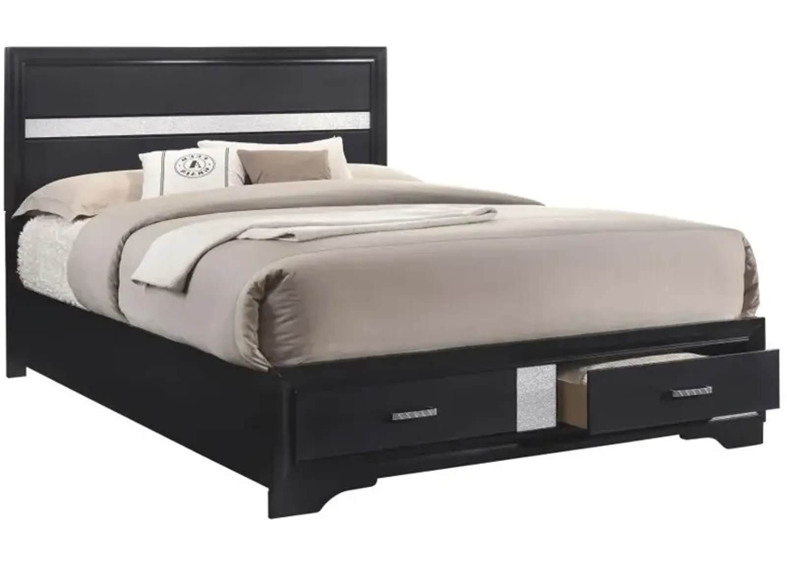 Miranda Eastern King 2-drawer Storage Bed Black