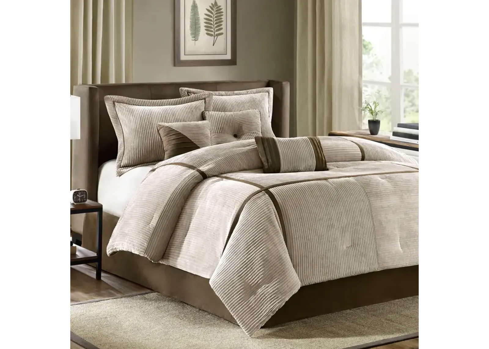 Madison Park Dallas Taupe 7 Piece Comforter Set