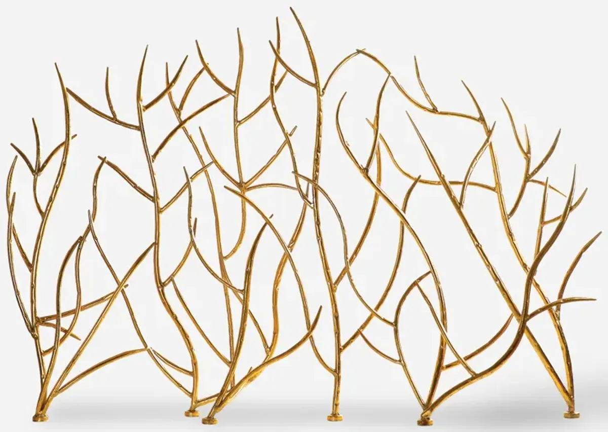 Gold Branches Decorative Fireplace Screen