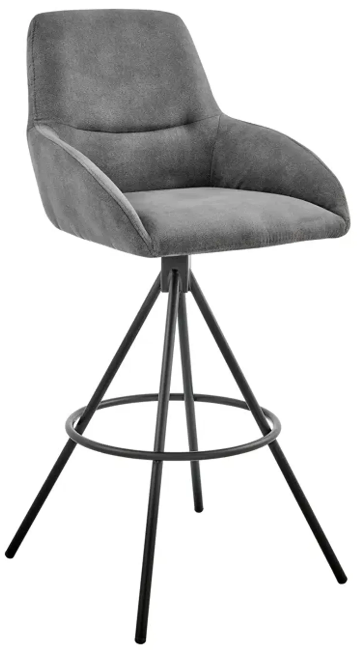 Odessa 26" Counter Height Bar Stool in Charcoal Fabric and Black Finish