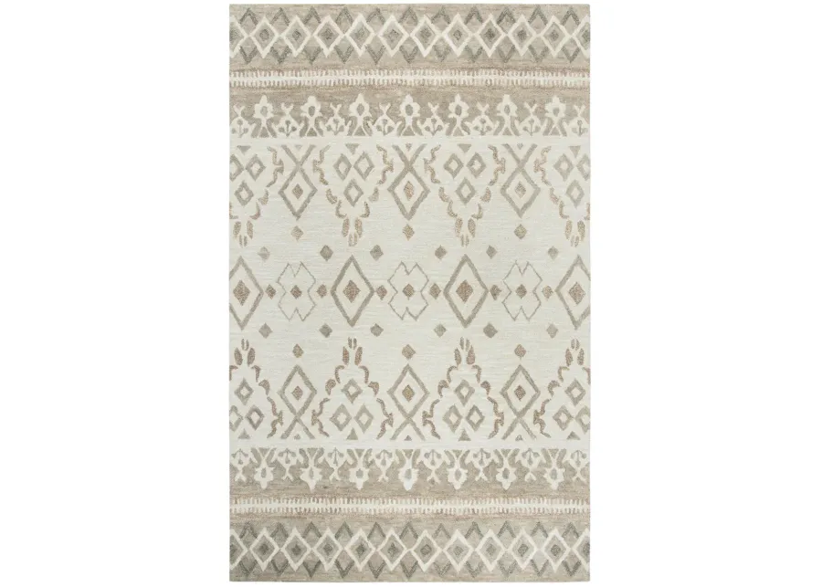 Opulent Natural/Beige Geometric Wool 9'x12' Rectangle Rug