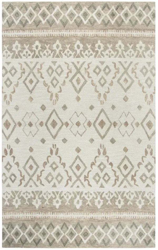 Opulent Natural/Beige Geometric Wool 9'x12' Rectangle Rug