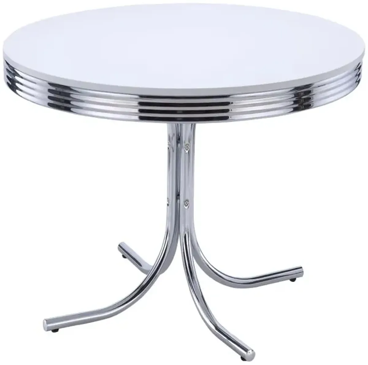 Retro Round Dining Table Glossy White and Chrome