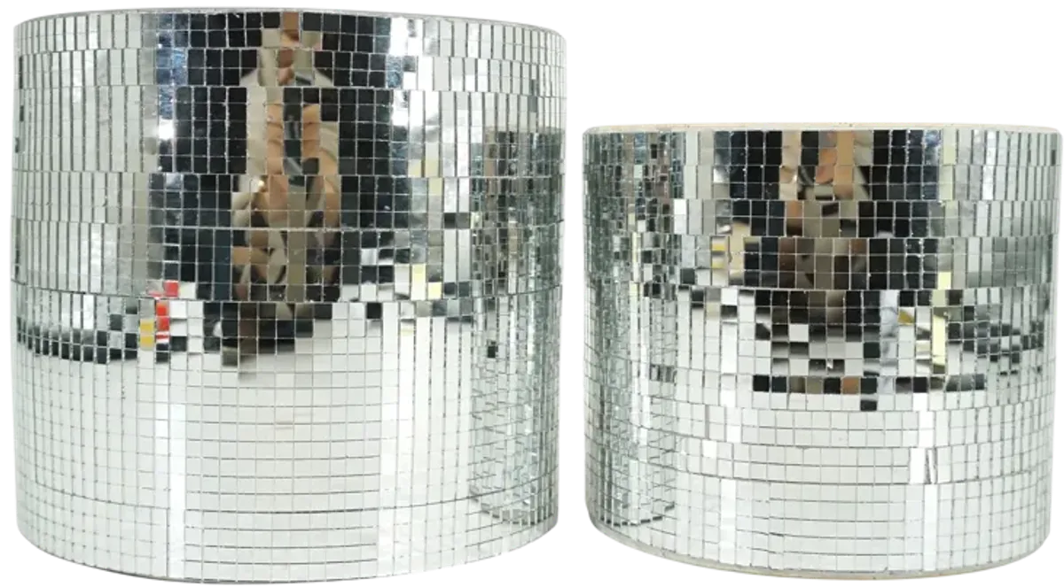 S/2 6/7" Disco Planter, Silver