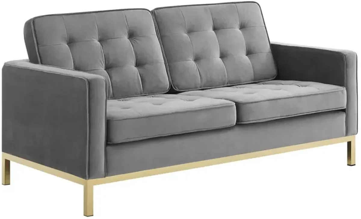 Loft Gold Stainless Steel Leg Performance Velvet Loveseat