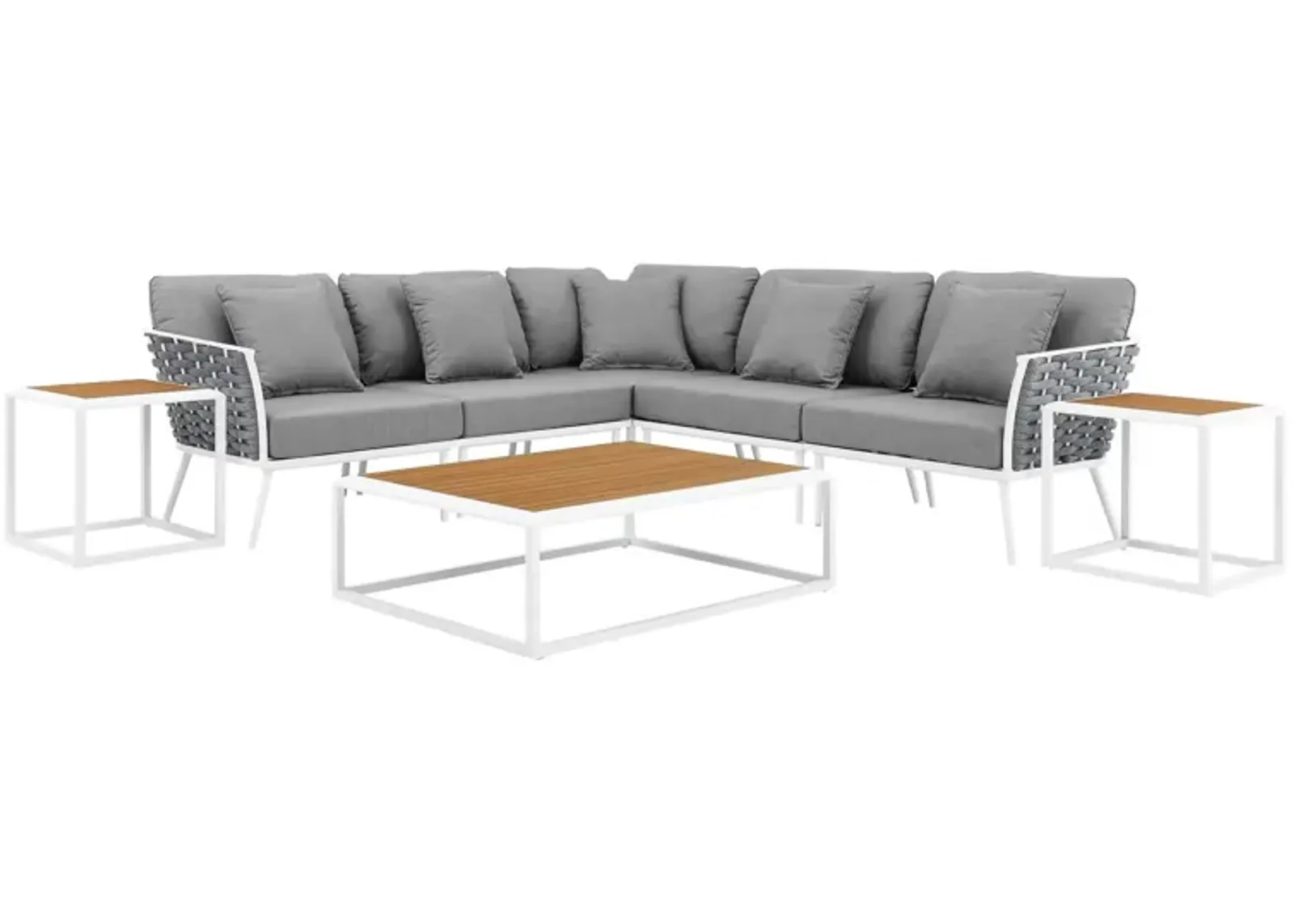 Stance 8 Piece Outdoor Patio Aluminum Sectional Sofa Set