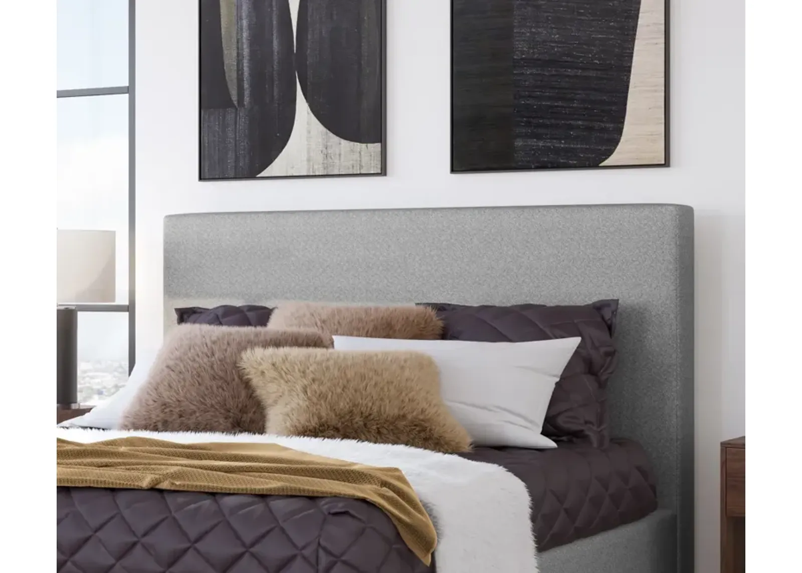 Olivia King-size Upholstered Headboard in Pewter