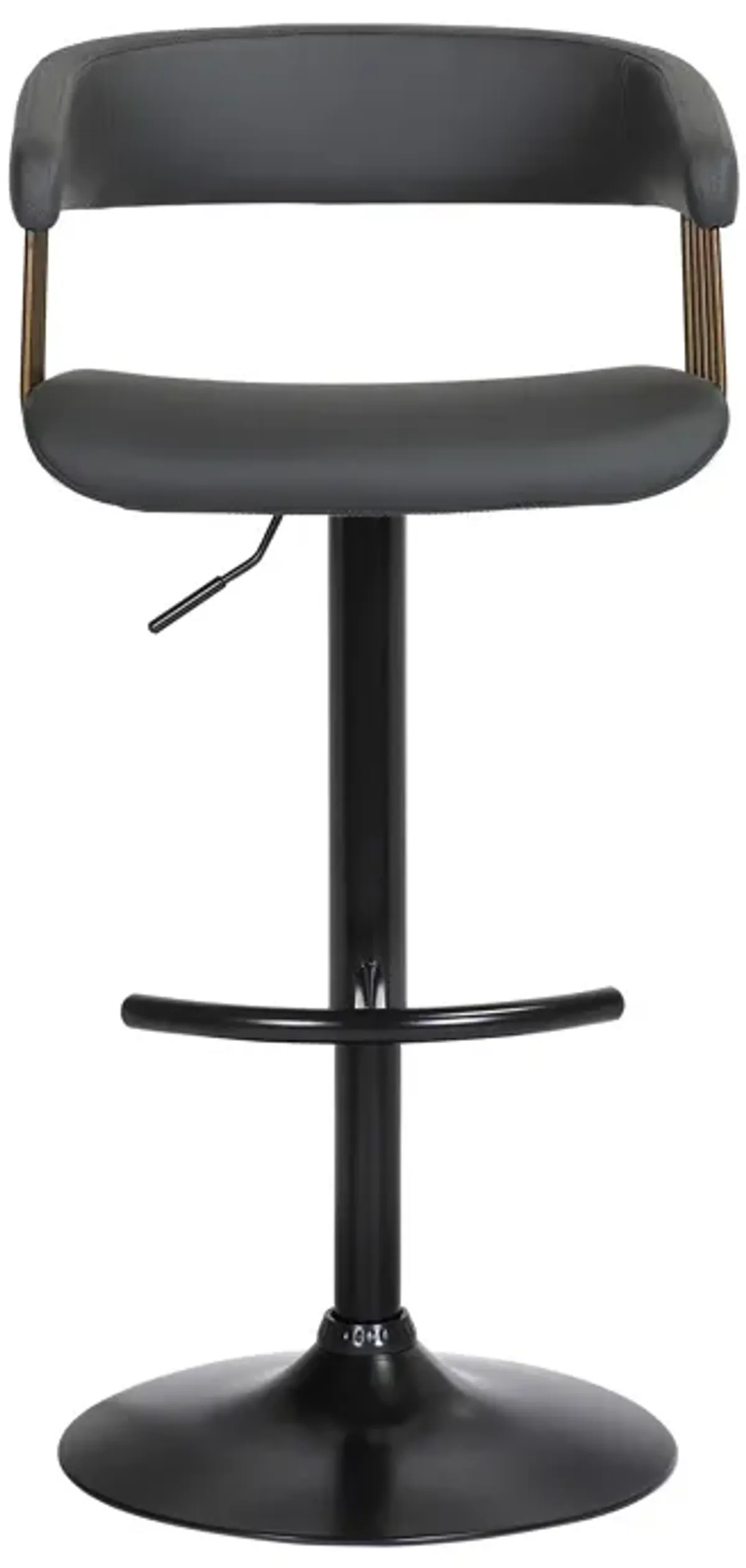 Calista Adjustable Bar Stool in Black Faux Leather with Golden Bronze and Black Metal