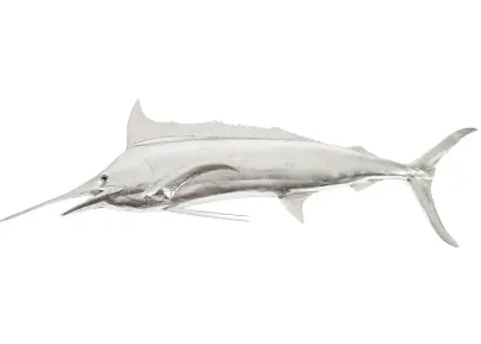 blue marlin fish wall sculpture, resin, silver leaf