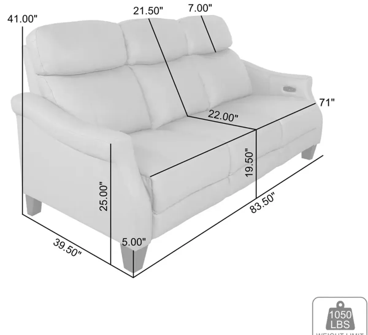 Felicity 84" Zero Gravity Power Reclining Sofa in Silver Leather