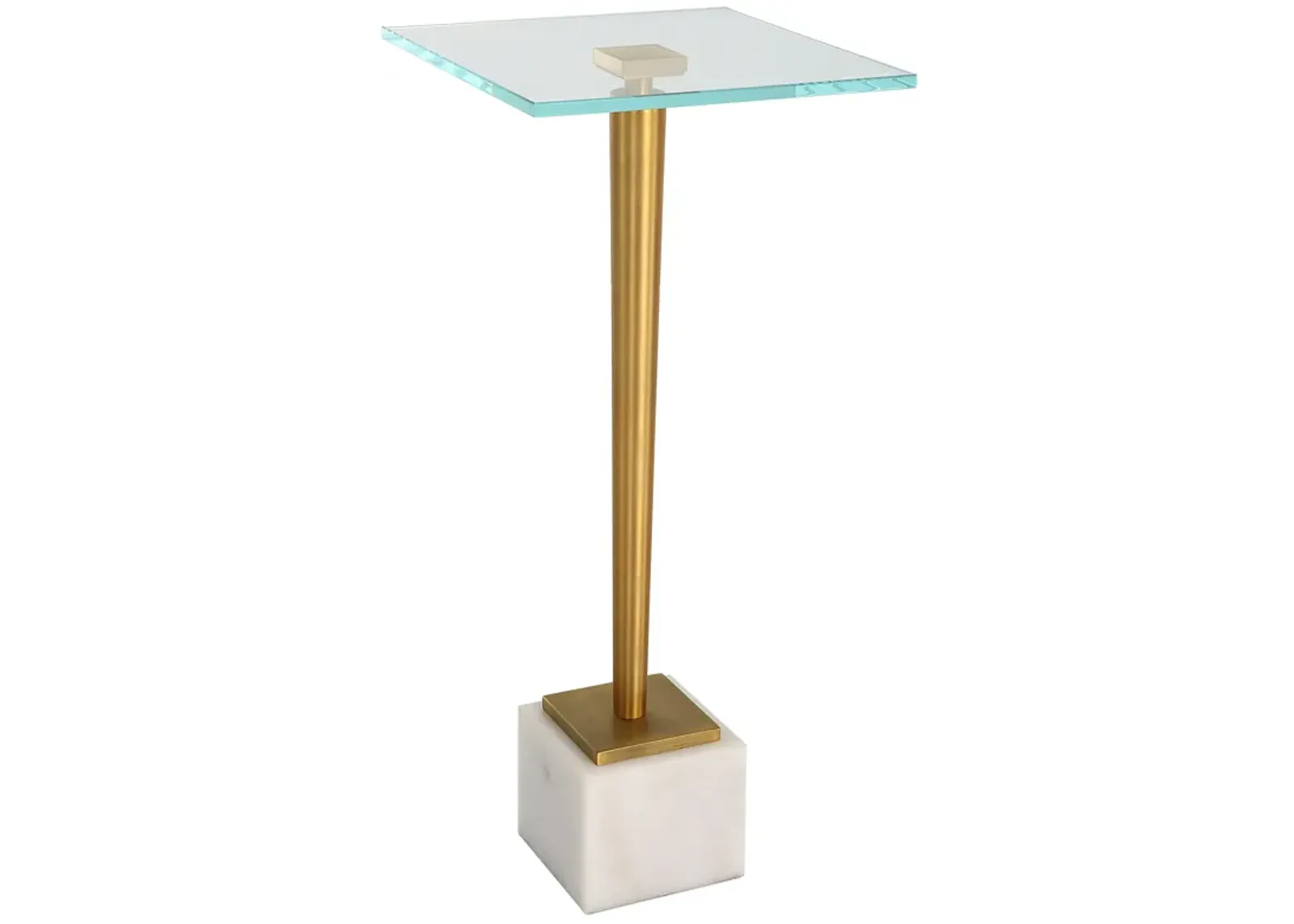 Natural White Marble And Tempered Glass Top Marble Base End Tables