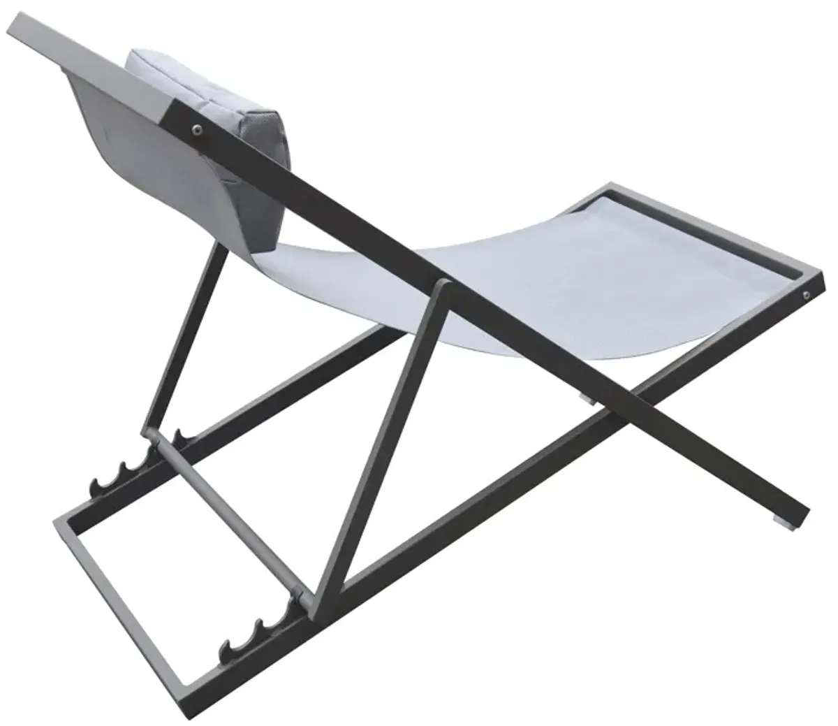 Wave Outdoor Patio Aluminum Deck Chair in Grey Powder Coated Finish with Grey Sling Textilene