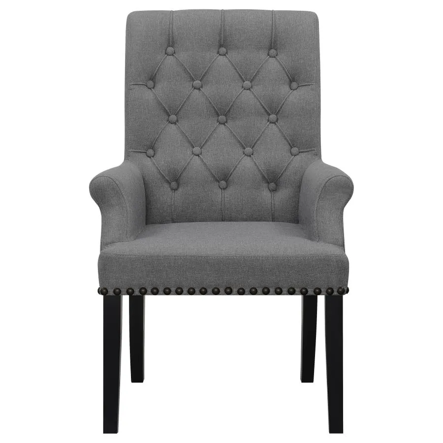 Alana Upholstered Tufted Arm Chair with Nailhead Trim