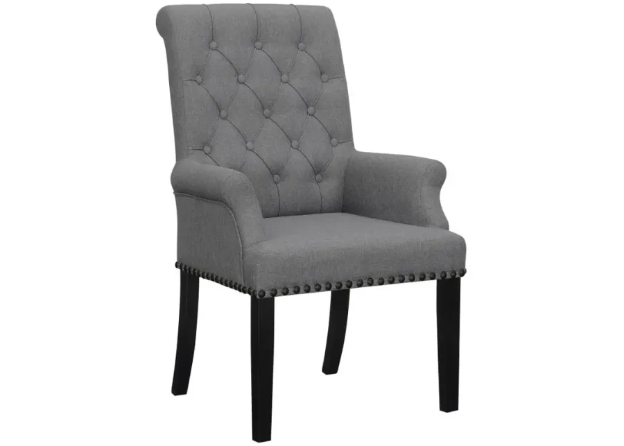 Alana Upholstered Tufted Arm Chair with Nailhead Trim