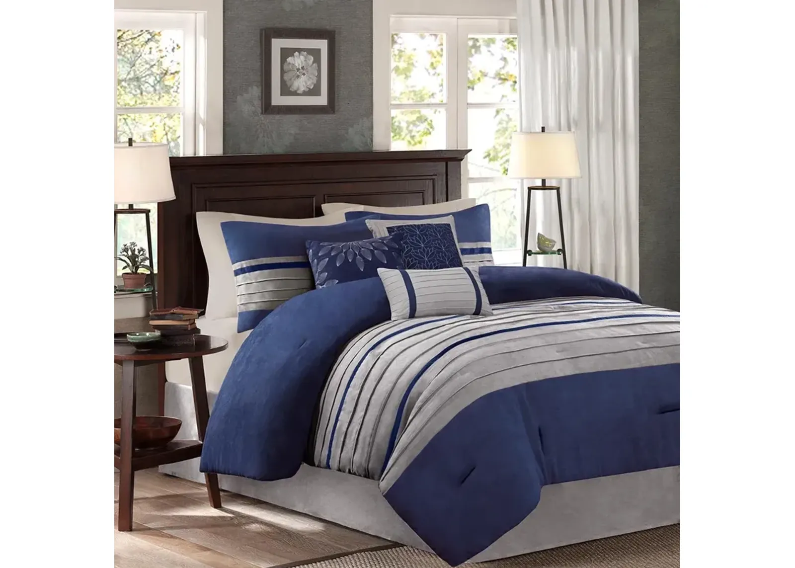 Madison Park Palmer Blue 7 Piece Comforter Set