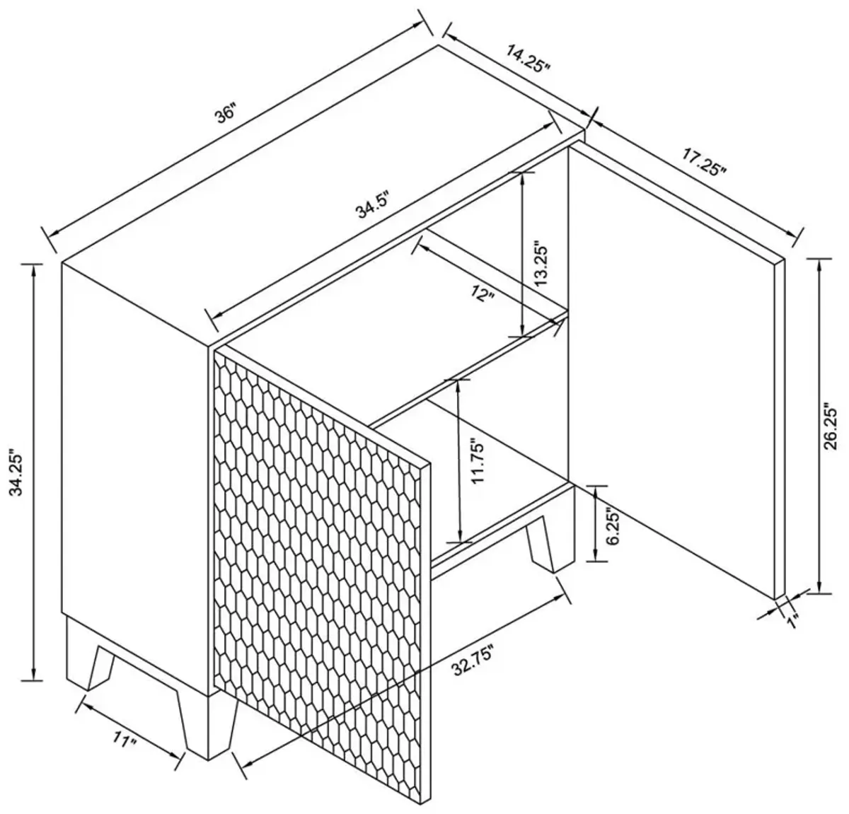 Aldo Rectangular 2-Door Accent Cabinet