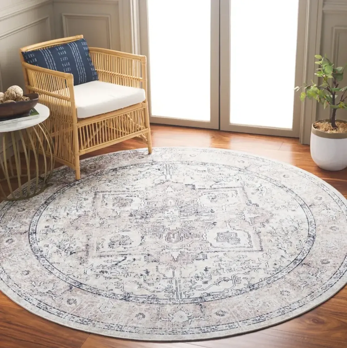 ORLANDO 774 BEIGE  6'-7' x 6'-7' Round Round Rug