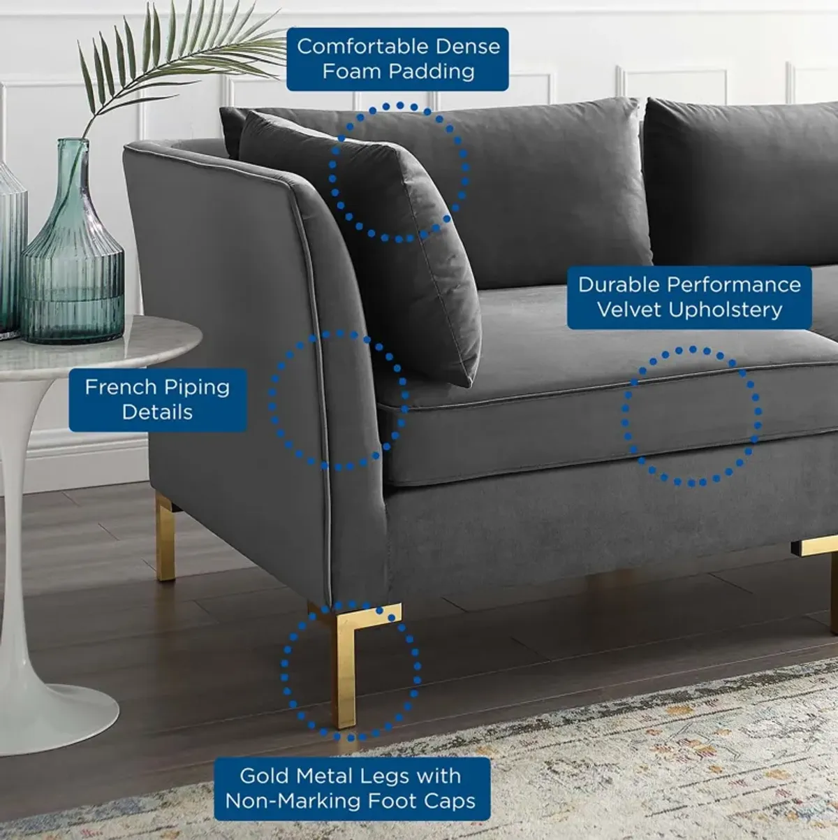 Ardent 4-Seater Performance Velvet Sofa