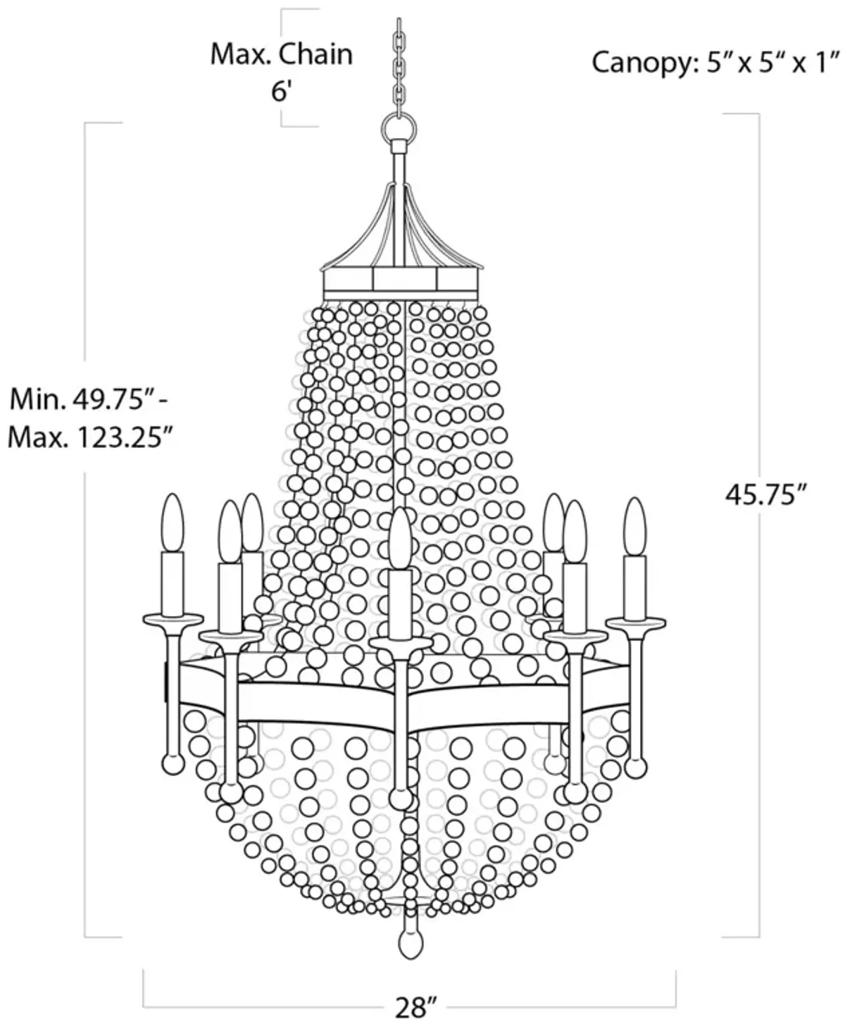 Frosted Crystal Bead Chandelier