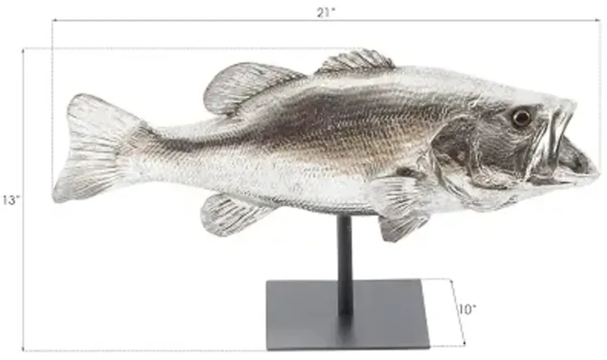 large mouth bass fish, with stand