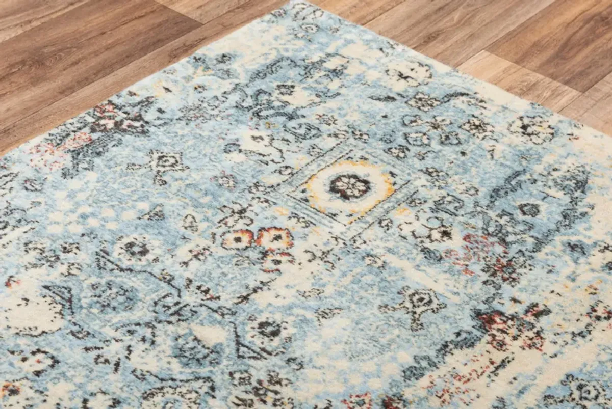 Ovation Blue/Beige distressed/classical N Z wool 9'x12' Rectangle Rug