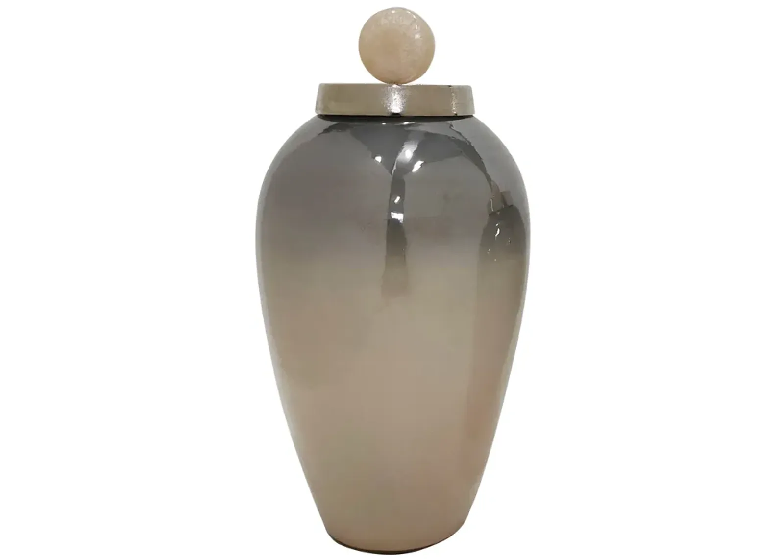 21"h Glass Vase W/ Blush Knob, Champagne