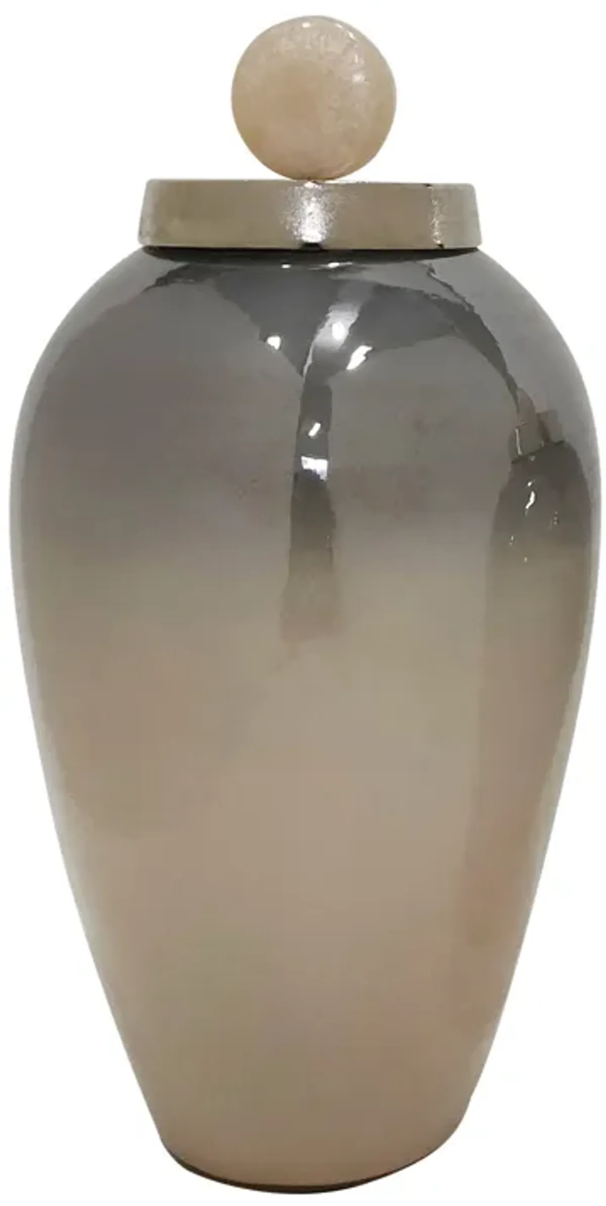 21"h Glass Vase W/ Blush Knob, Champagne