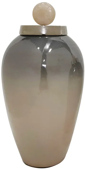 21"h Glass Vase W/ Blush Knob, Champagne