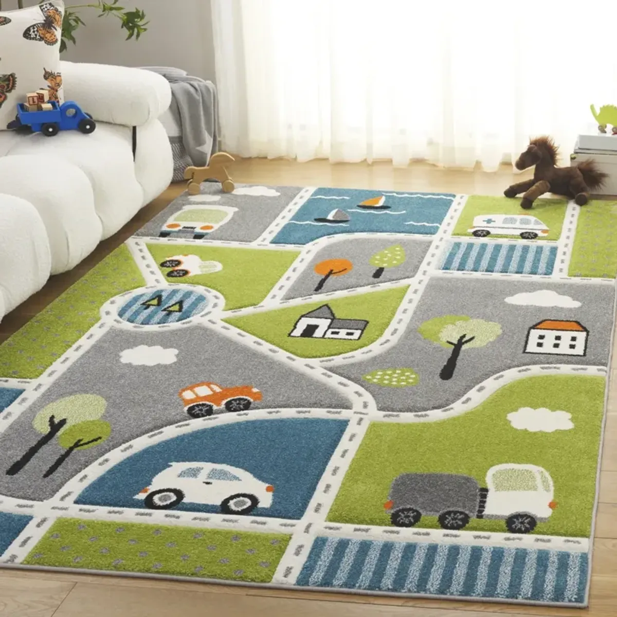 CAROUSEL KIDS 193 GREEN  6'-7' x 6'-7' Square Square Rug