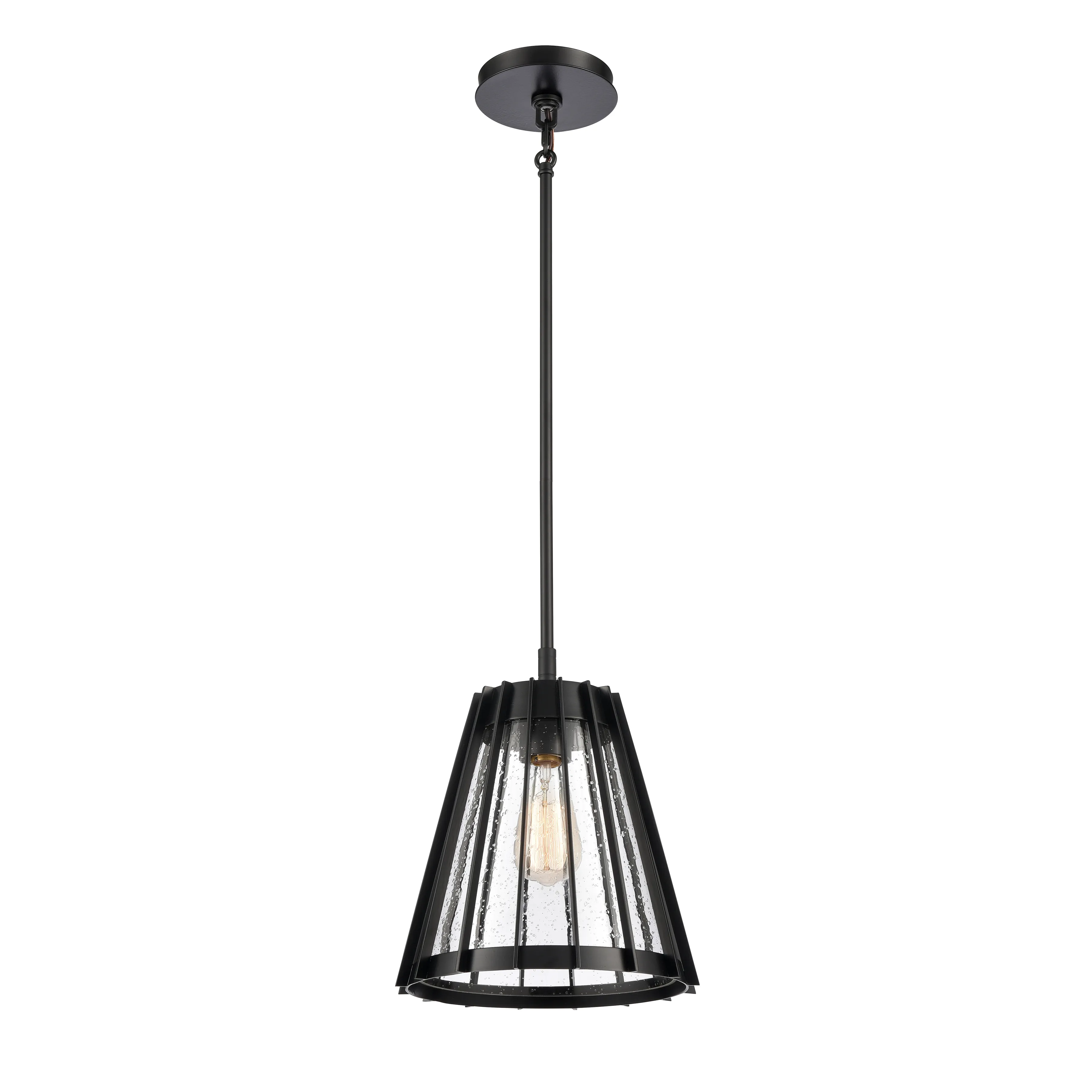 Open Louvers 10" Wide 1-Light Pendant - Matte Black