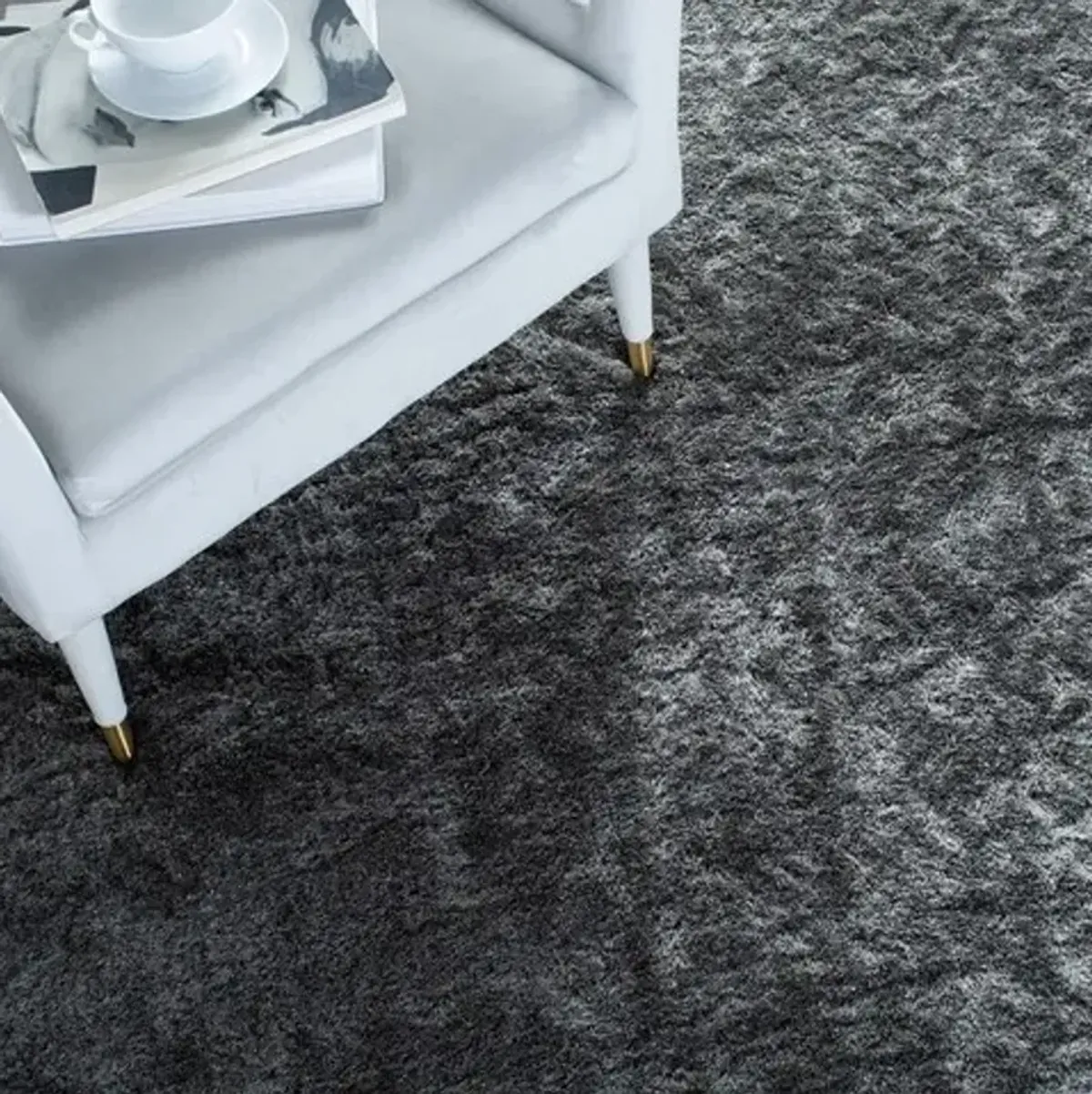 PARIS SHAG 512 Grey 2'-3' X 8' Runner Rug