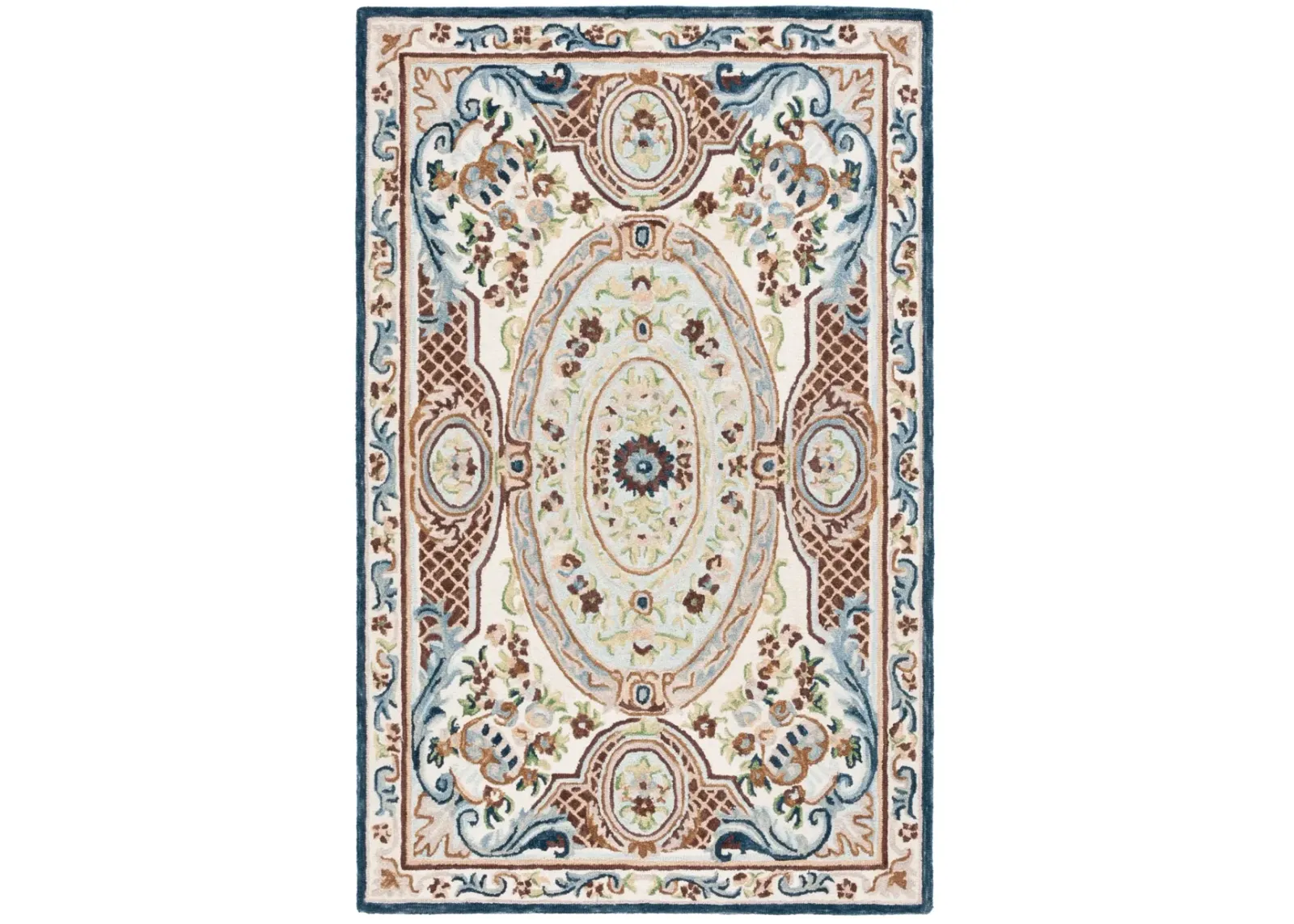 AUBUSSON 202 IVORY  8' x 10' Large Rectangle Rug