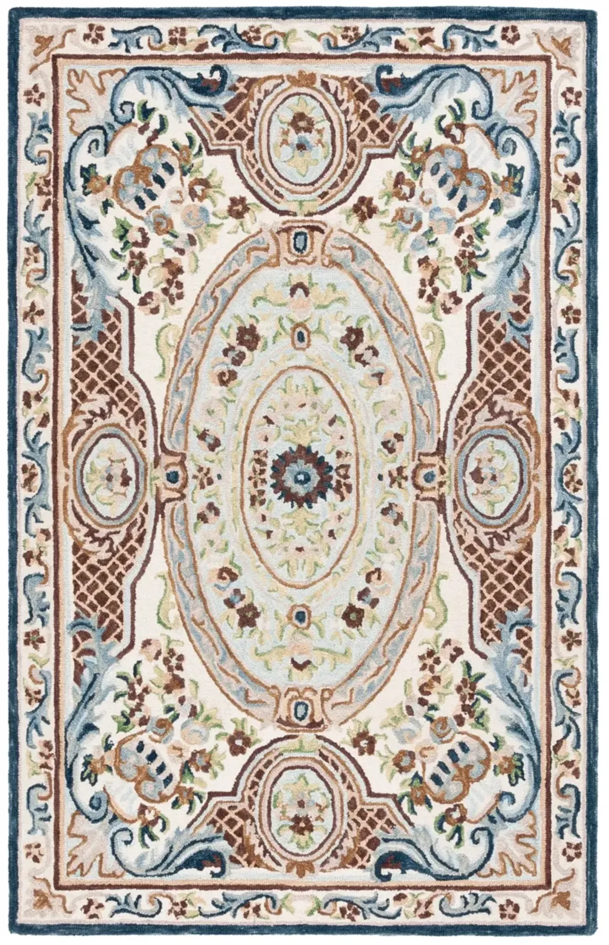 AUBUSSON 202 IVORY  8' x 10' Large Rectangle Rug