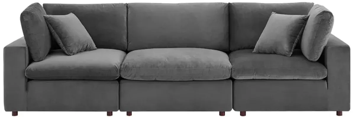 Commix Down Filled Overstuffed Performance Velvet 3-Seater Sofa