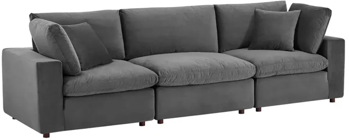 Commix Down Filled Overstuffed Performance Velvet 3-Seater Sofa