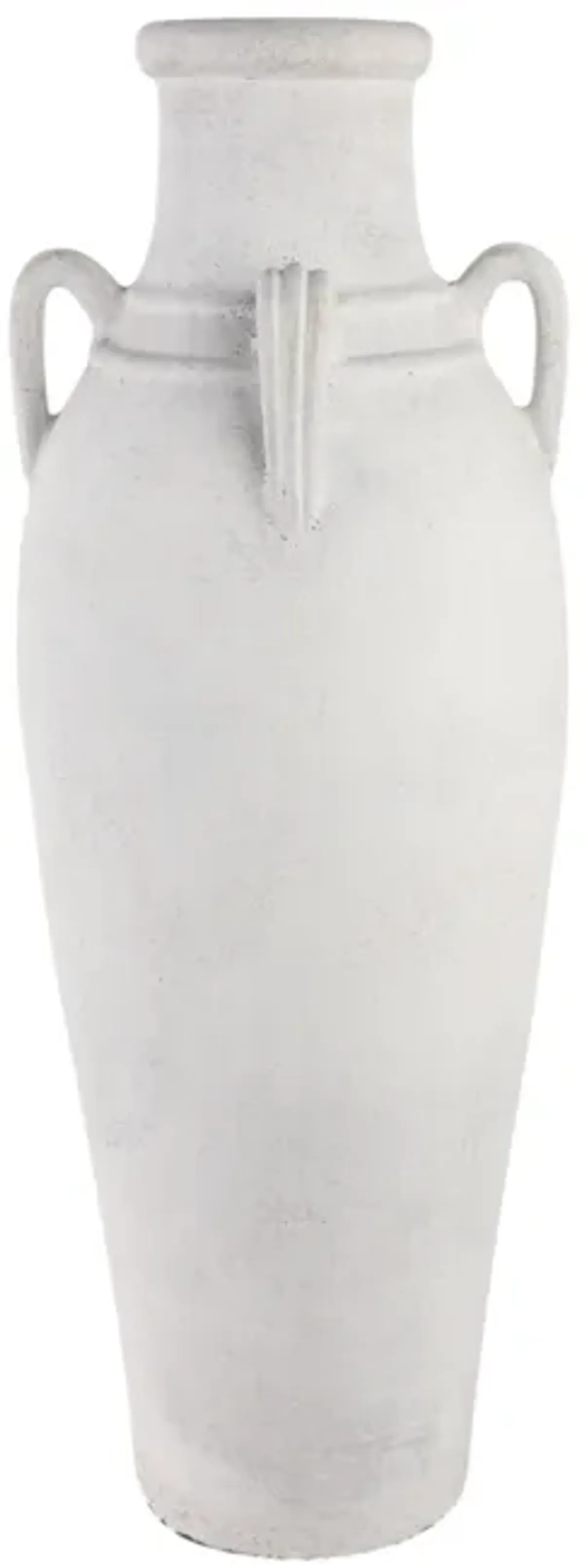 39" Terracotta Floor Vase W/handles, Ivory
