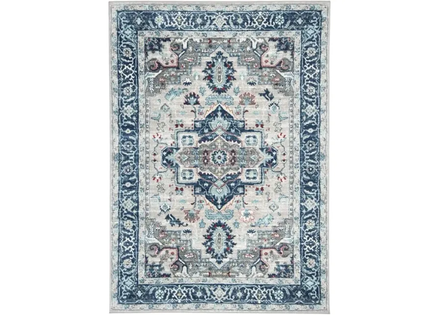 Brentwood 811 Light Grey / Blue 3' X 5' Small Rectangle Powerloomed Rug