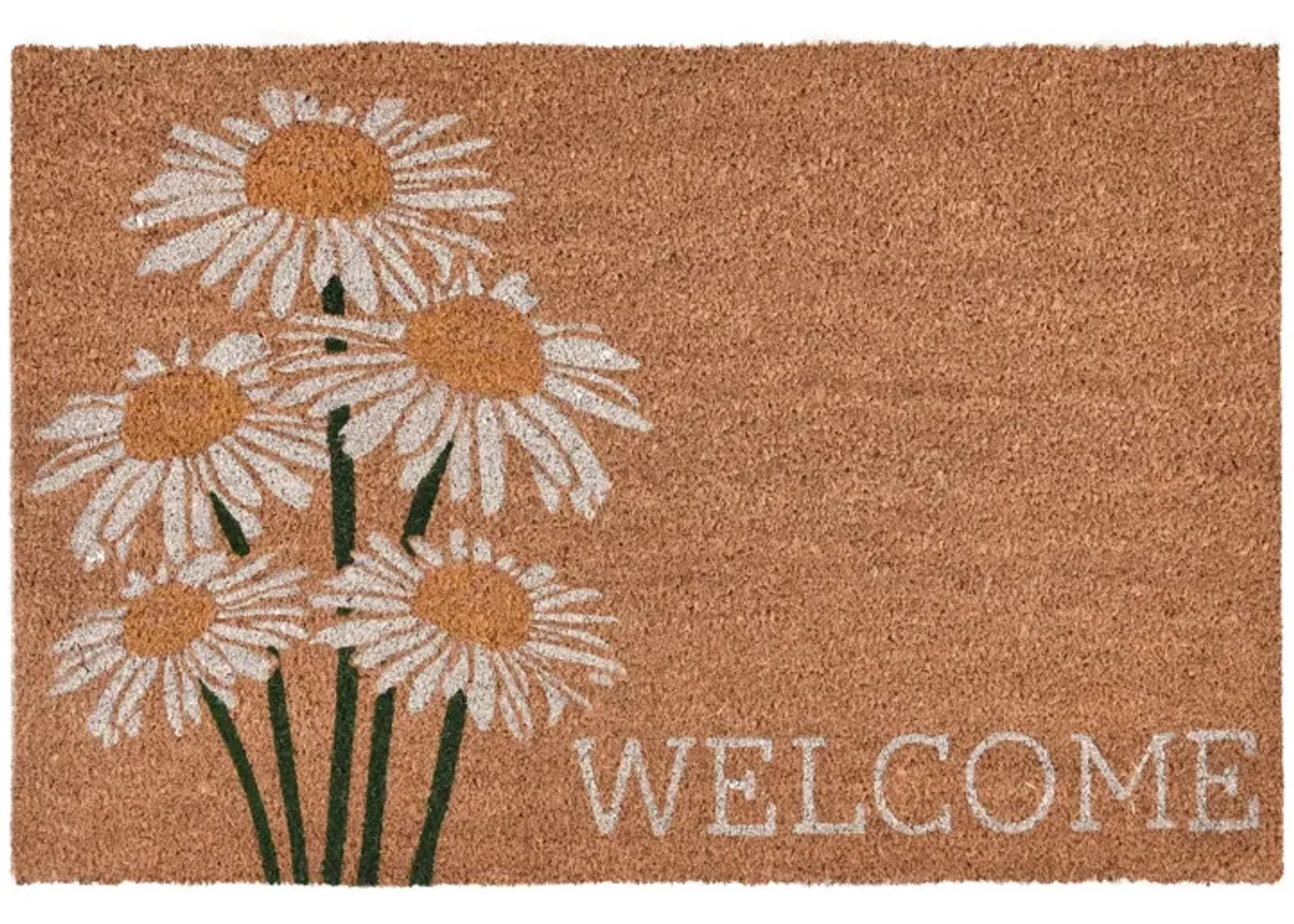 Daisy Welcome 24"x36" Doormat Choir Front and PVC Backing Ivory and Natural