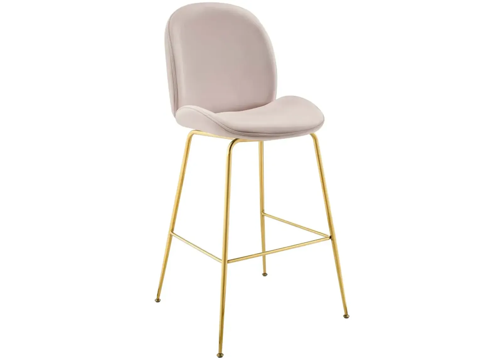 Scoop Gold Stainless Steel Leg Performance Velvet Bar Stool