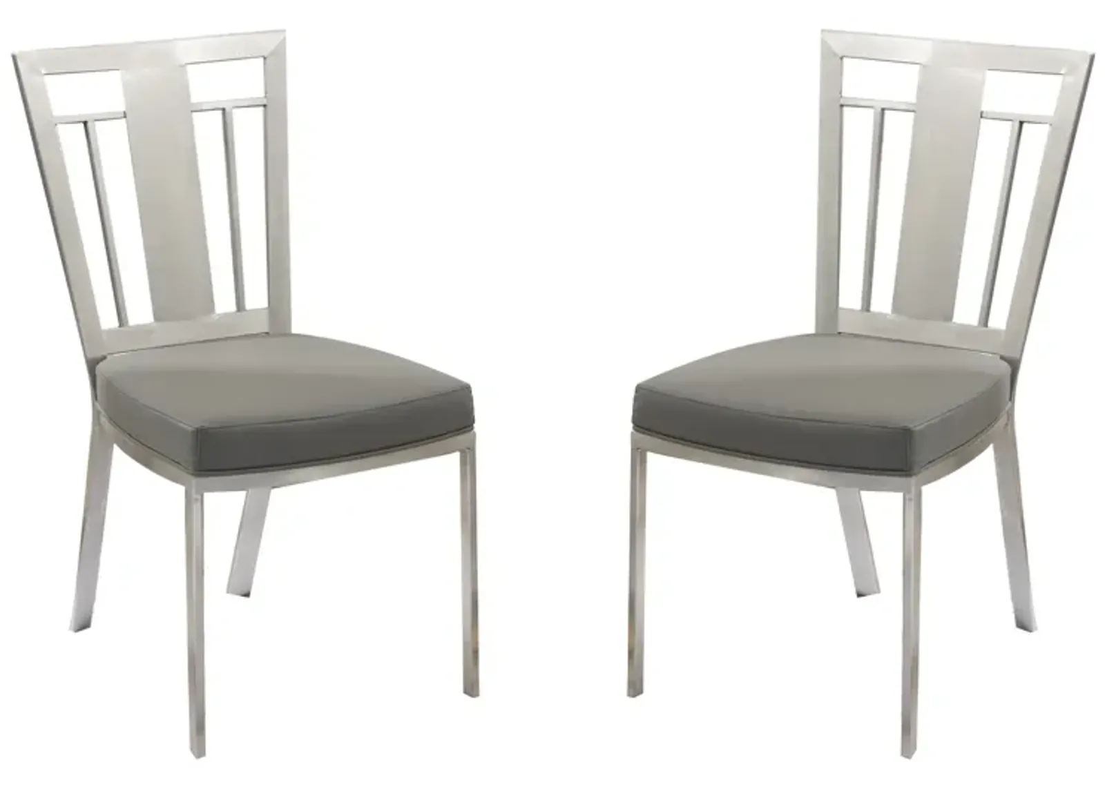 Cleo Contemporary Dining Chair In Gray and Stainless Steel - Set of 2