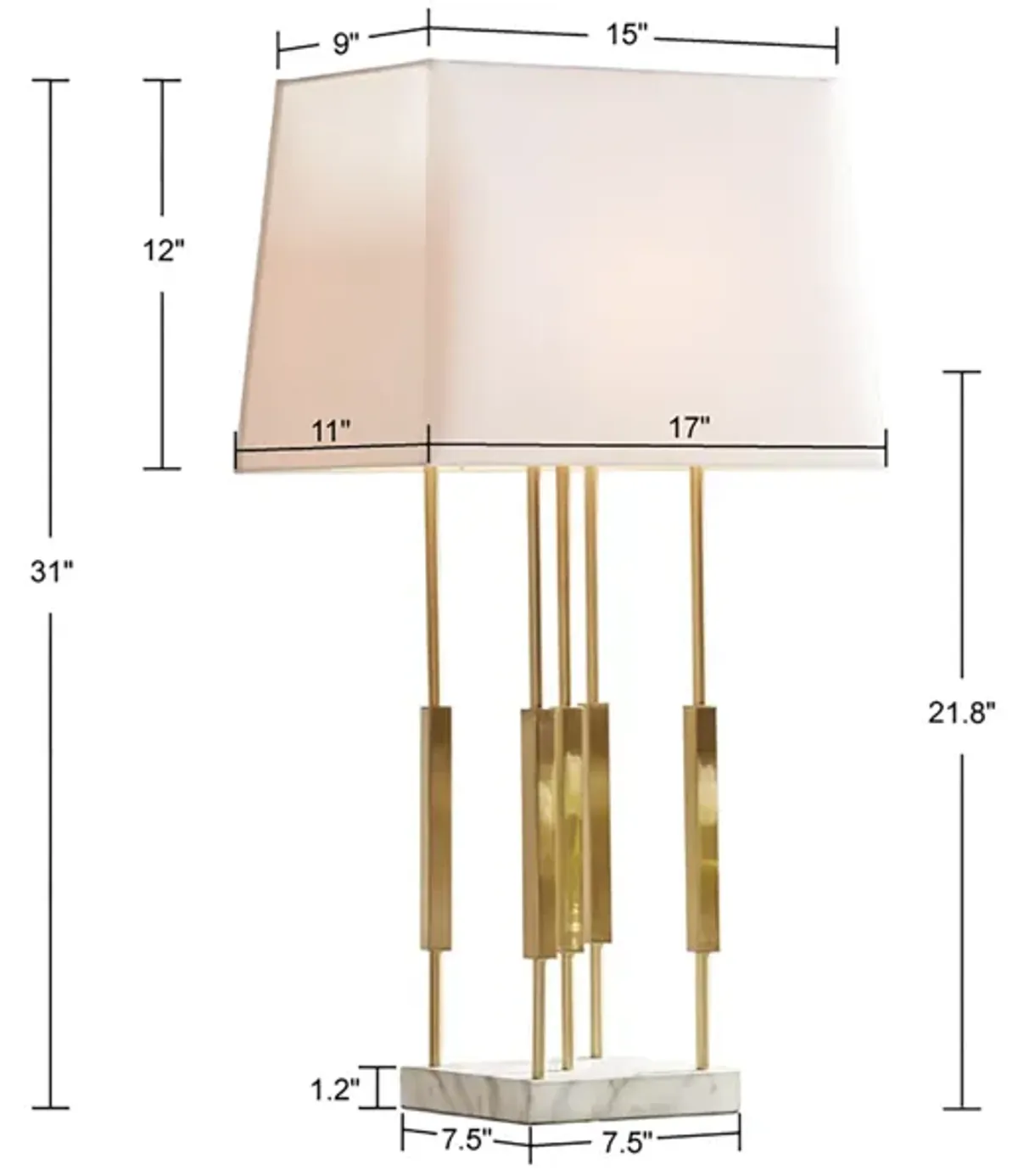 Martha Stewart Doyer  Gold/White Metal Table Lamp