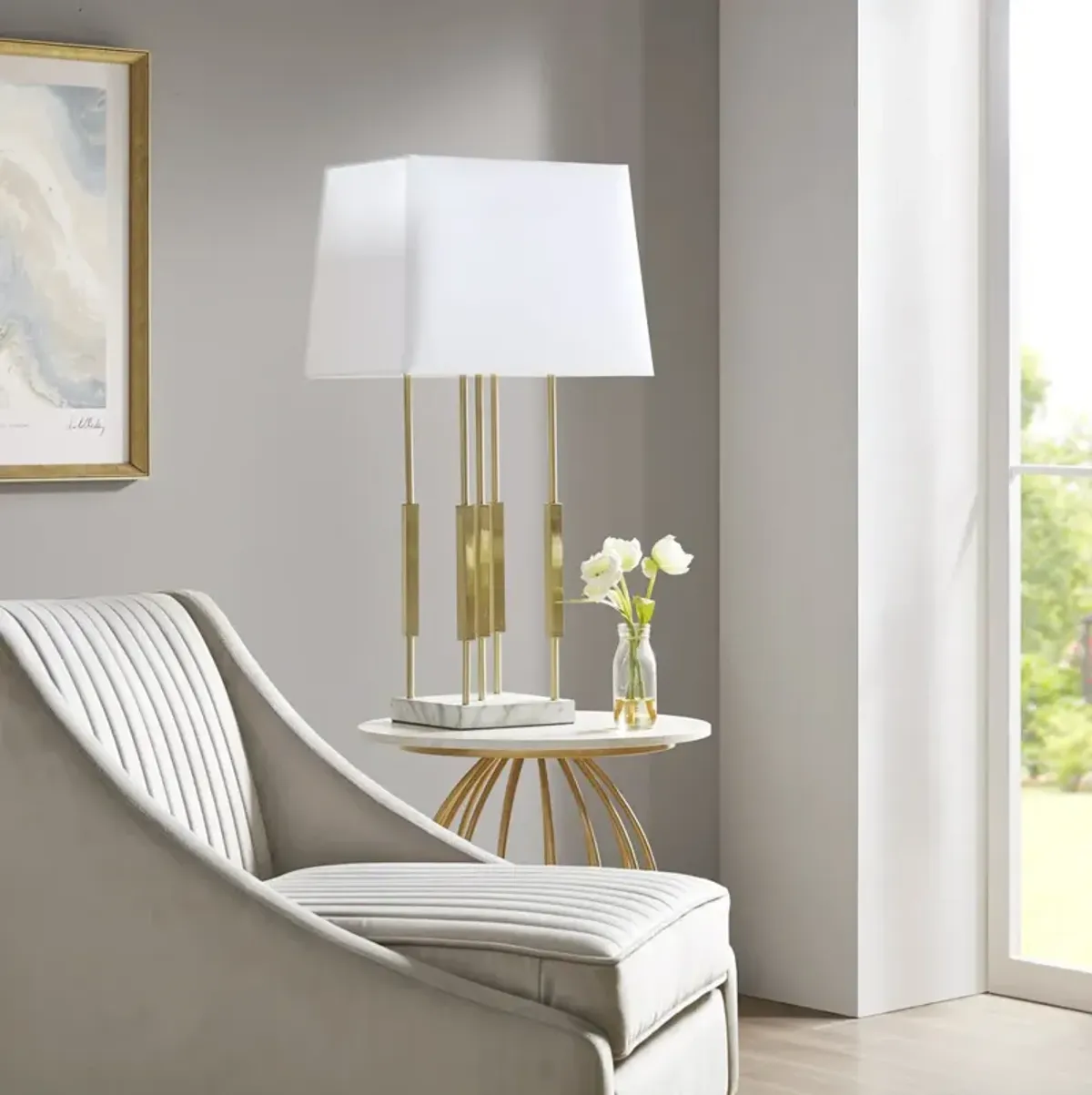 Martha Stewart Doyer  Gold/White Metal Table Lamp