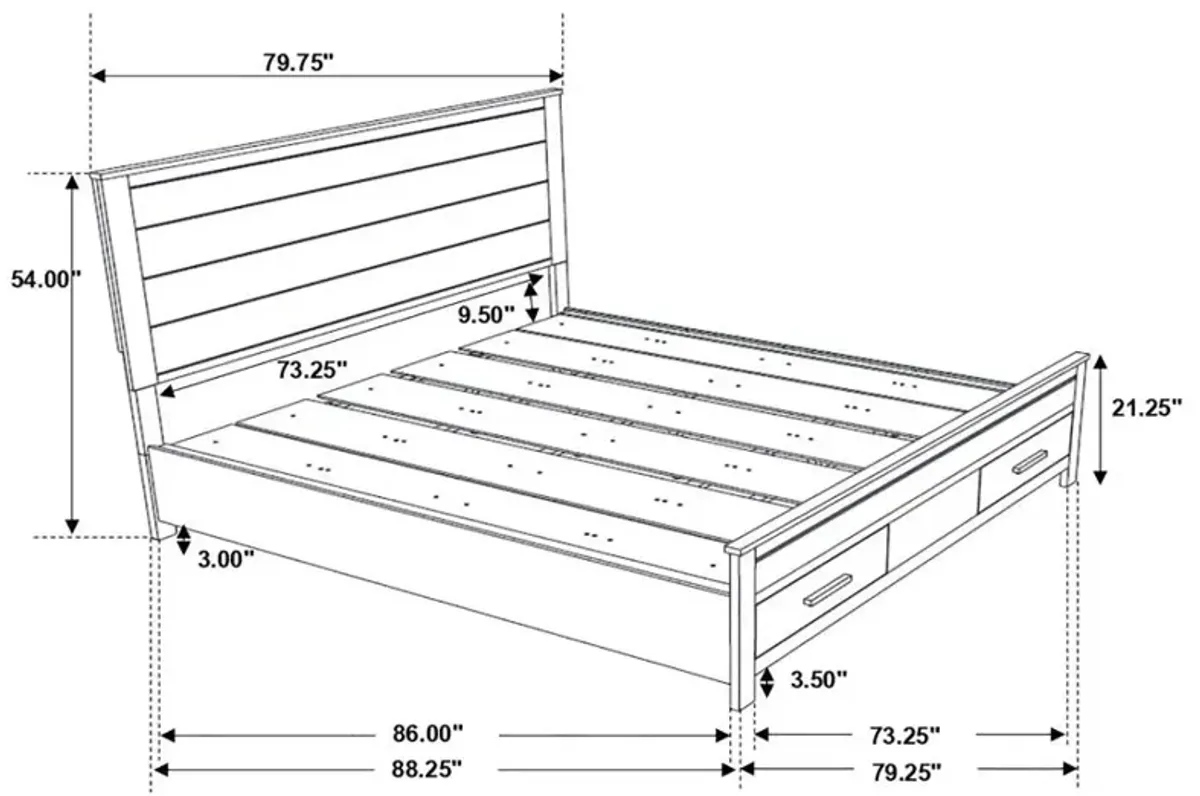 Aaron California King Storage Bed Rustic Golden Brown